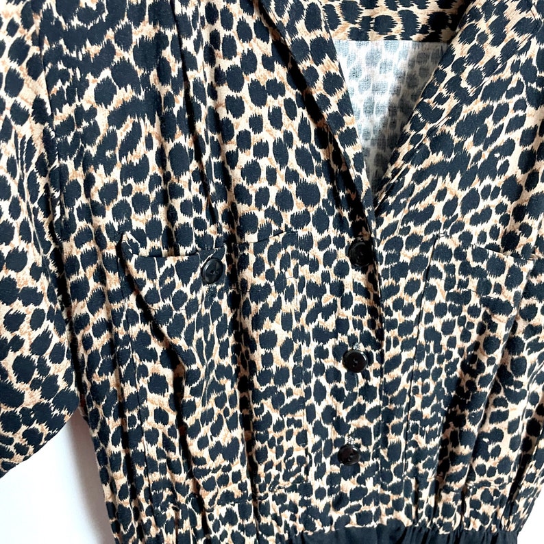 1980s vintage Taurus II animal print and black dress size 6 image 3