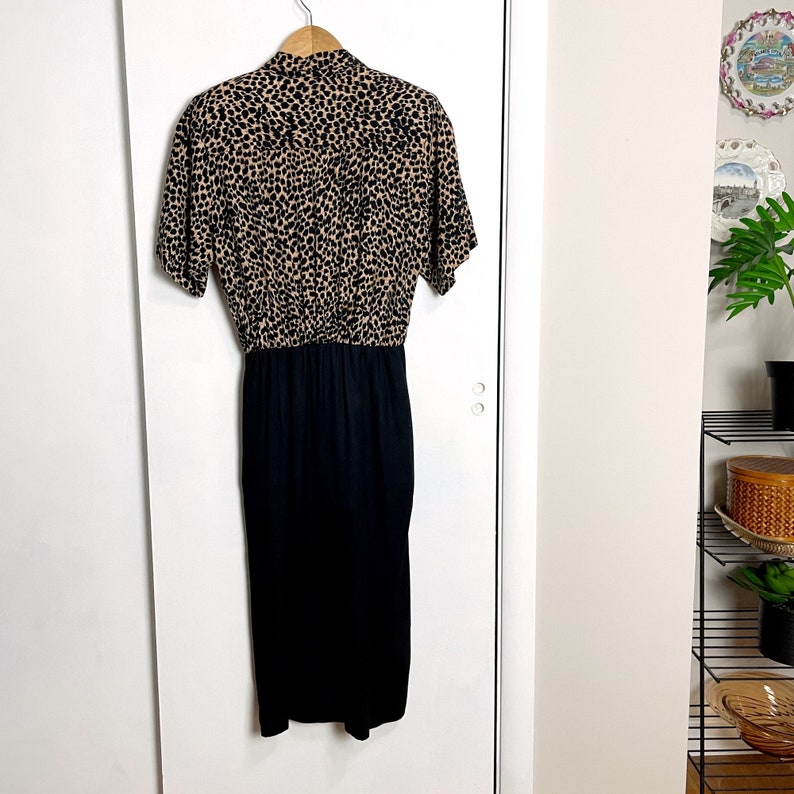 1980s vintage Taurus II animal print and black dress size 6 image 5