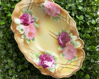 Nippon hand painted decorative bowl - vintage floral bowl