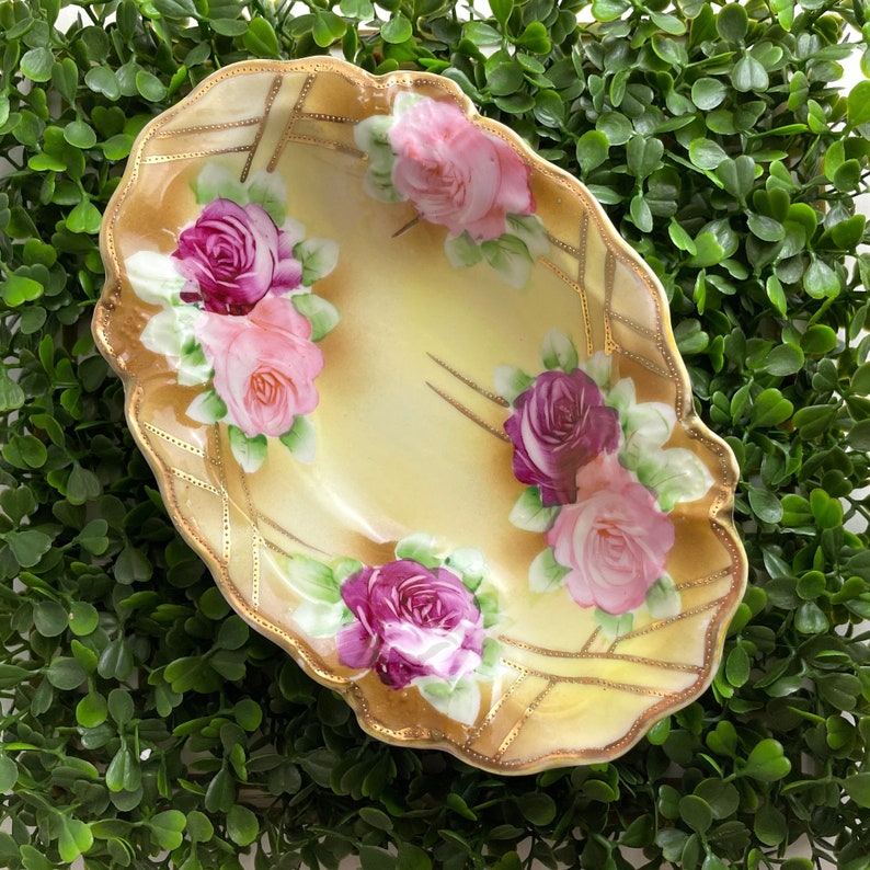 Nippon hand painted decorative bowl vintage floral bowl image 1