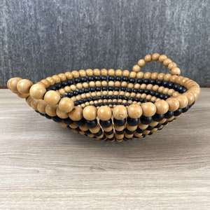 European wooden beaded basket 1960s vintage image 3