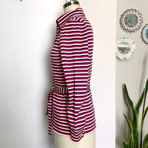 1970s red, white and blue striped tunic with belt size XS image 5