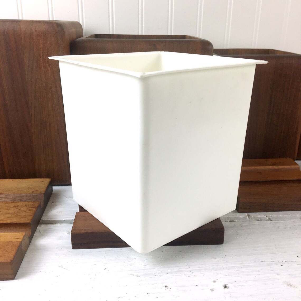 Moderne quadratische Holz Kanister Set von 4 1980er Jahre | Etsy