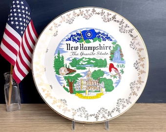 New Hampshire The Granite State souvenir plate - 1960s road trip souvenir