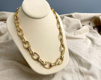 Napier leaf chain necklace - gold tone - 1980s vintage
