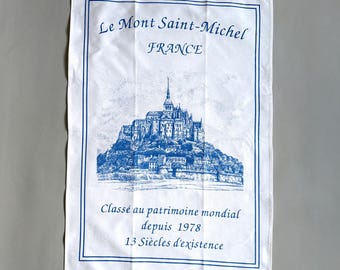 torchon vintage en lin souvenir Le Mont Saint-Michel France - NWOT - Site du patrimoine mondial