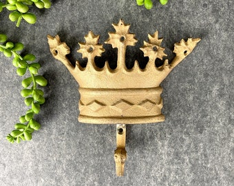 Cast metal crown wall hook - vintage royal decor