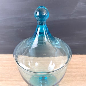 Azure blue glass covered candy dish 1960s vintage image 3