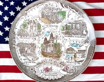 Hearst Castle California souvenir plate - 1950s road trip souvenir