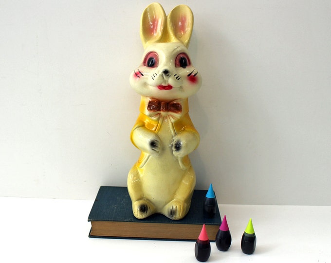 Vintage Chalkware Rabbit Bank - Dusquene Statuary Co. Upright Rabbit ...