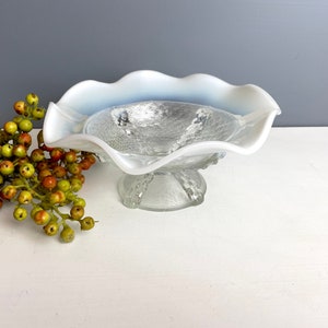 Northwoods button panels opalescent glass footed bowl antique elegant glassware image 2