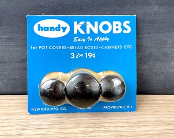 Handy Knobs - replacement black wood knobs - 1960s vintage