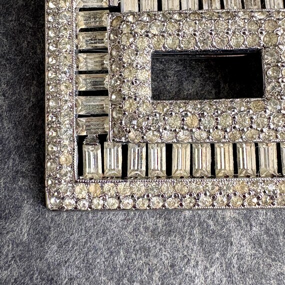 Art Deco style silvertone rectangular rhinestone … - image 4