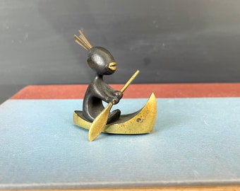 Karl Hagenauer child rowing brass figurine - 1950s vintage