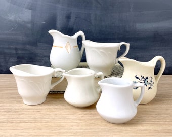 Restaurant ware and other creamers - set of 6 - vintage creamers