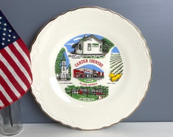 Carter Country - Plains, Georgia - political souvenir plate - 1970s vintage
