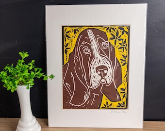 Basset Hound Block Print by Martine Kasmin - Painted Paw Limited Edition Art