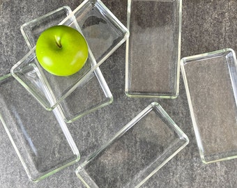 Rectangular glass tapas/appetizer plates - set of 6 - 1960s vintage