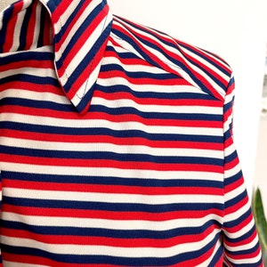 1970s red, white and blue striped tunic with belt size XS image 6