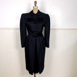 1980s vintage quilted black button-front dress / size S image 2