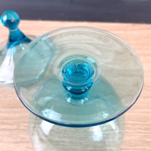 Azure blue glass covered candy dish 1960s vintage image 6