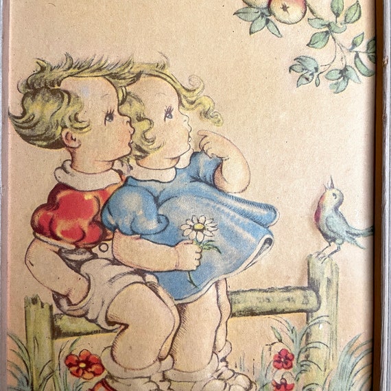 Apple-cheeked Kids Artograph Third Dimension Picture - 1950s