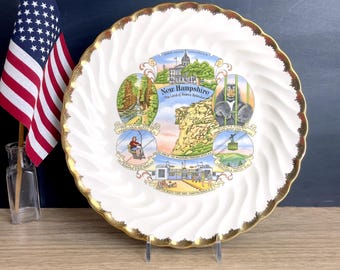 New Hampshire The Land of Scenic Splendor souvenir plate - 1950s road trip souvenir