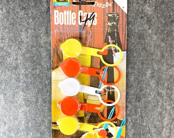 Plastic soda bottle caps in original package - 1960s vintage