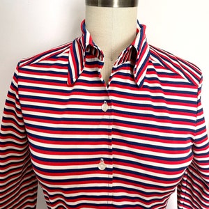1970s red, white and blue striped tunic with belt size XS image 2
