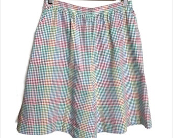 1980s plaid seersucker shorts - size 14