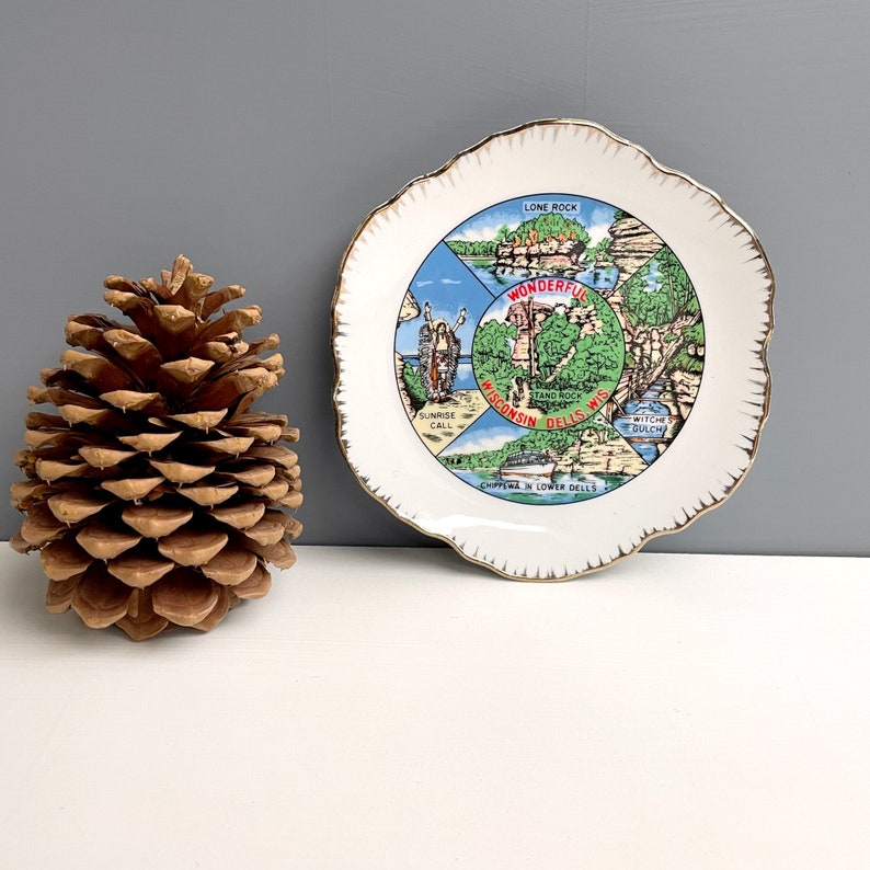 Wonderful Wisconsin Dells souvenir plate 1960s vintage image 1