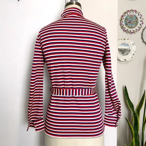 1970s red, white and blue striped tunic with belt size XS image 4