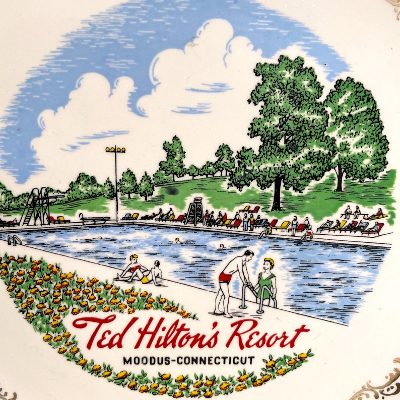 Ted Hilton's Resort Moodus CT 1960s Souvenir Plate Etsy