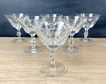 Vintage Crystal Thumbprint Coupe Glasses Set of 6 - Coupes de champagne - Verres à cocktail Mid-Century