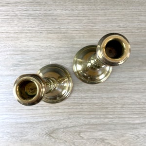 Heavy brass candlestick pair 8 vintage brass image 4