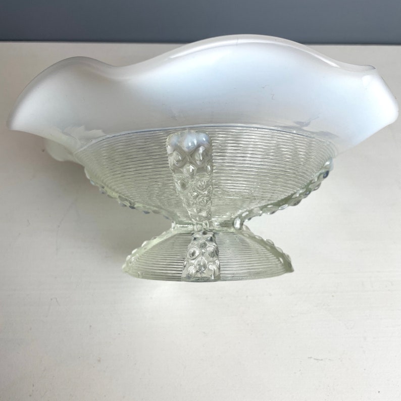 Northwoods button panels opalescent glass footed bowl antique elegant glassware image 4
