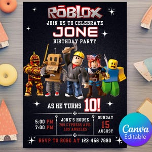 Kids Game Roblox Birthday Invite, Roblox-Themed Kids Party Invitation, Roblox Invite, Game Party, Roblox Boys Birthday Invitation Template