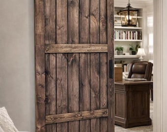 Solid Wood Plank Barn Door – Rustic Farmhouse Style, Custom Sizes