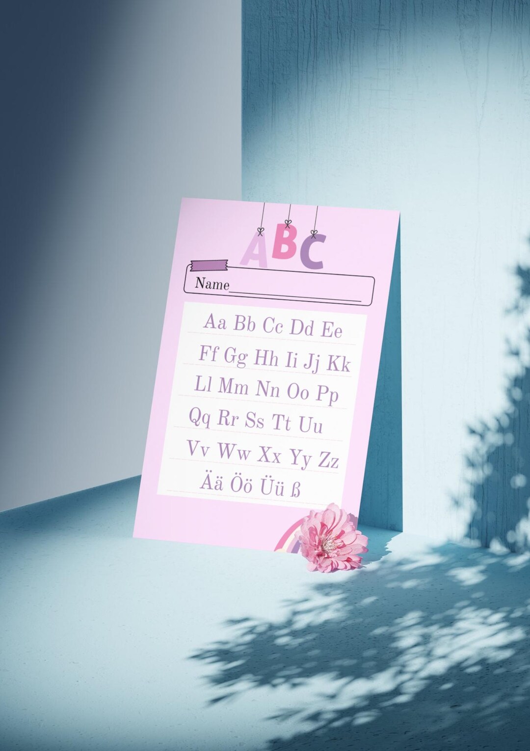 ABC Poster Pink Alphabet Poster Children's A4 Learning Poster German ...