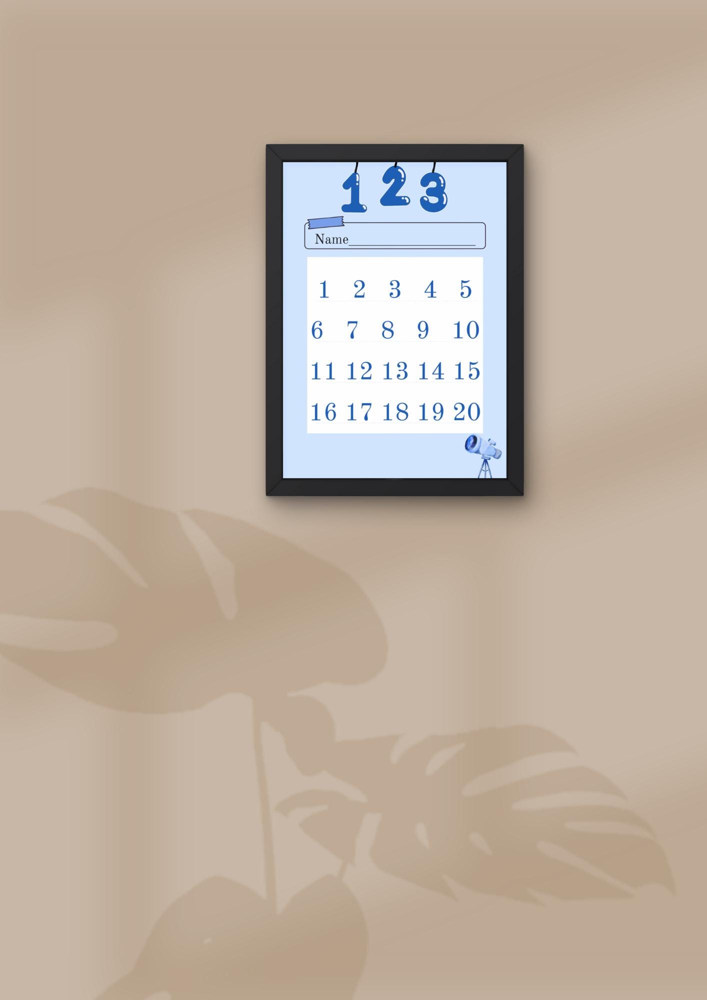 123 Blue Posters | Number Posters for Kids (A4) | Learning Posters for ...