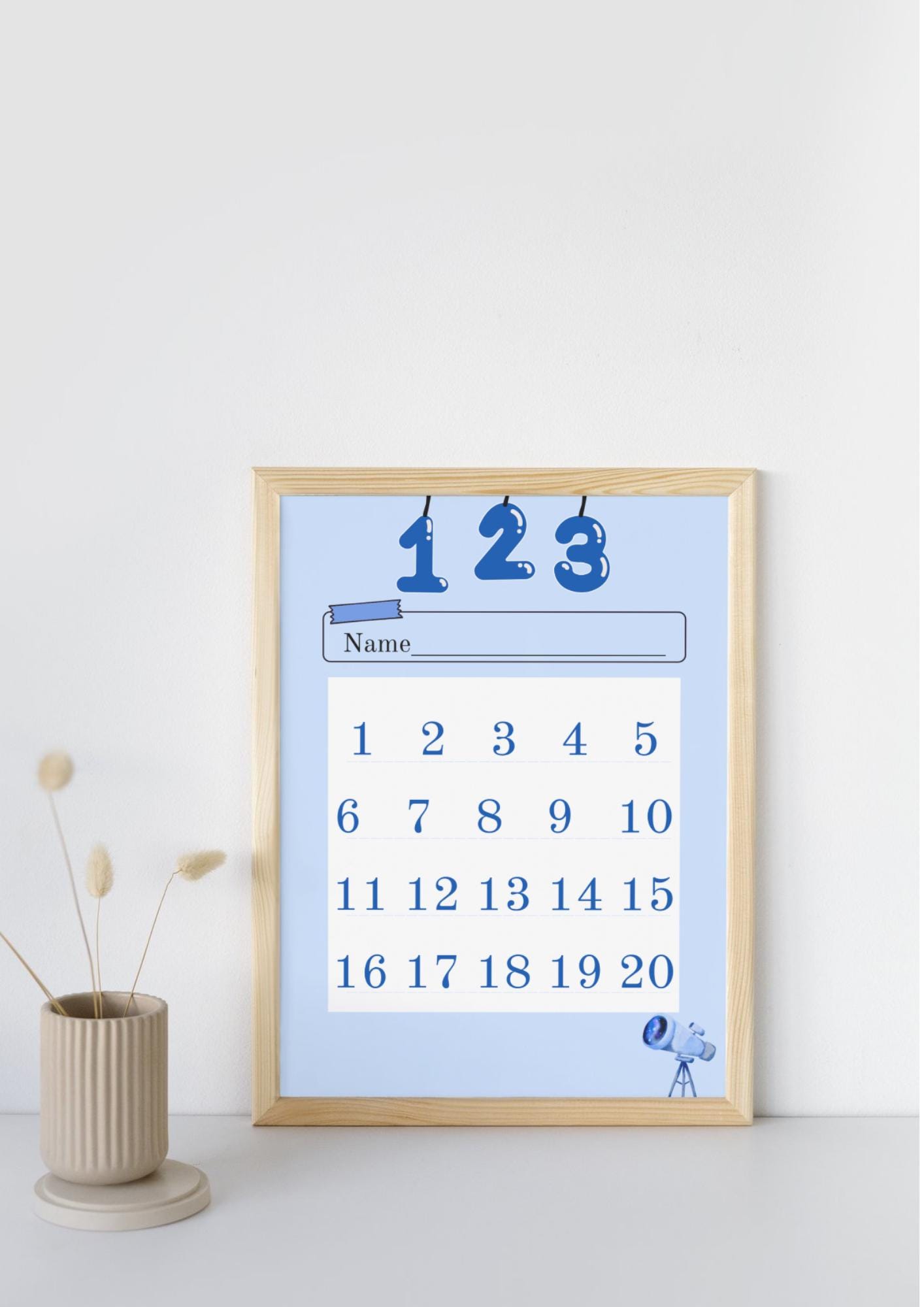 123 Blue Posters | Number Posters for Kids (A4) | Learning Posters for ...