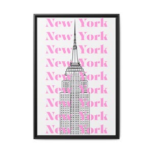 New York City Art Print, Framed Wall Art, Matte Canvas Decor, Home Office Wall Decor, Pink Empire State Building