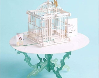 3D Pop Up Bird Cage Table Greeting Card