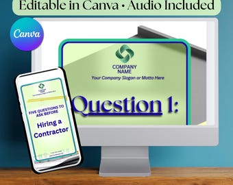 Editable Canva Contractor Video Template with Audio | 5 Questions | Professional Social Media Video