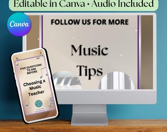 Music Teacher Canva Video with Audio | 5 Questions Template w/Included Audio | Marketing Reel for Music Tutors