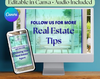 Real Estate Video Template: 5 Client Questions, Audio Included - Edit in Canva - Digital Download