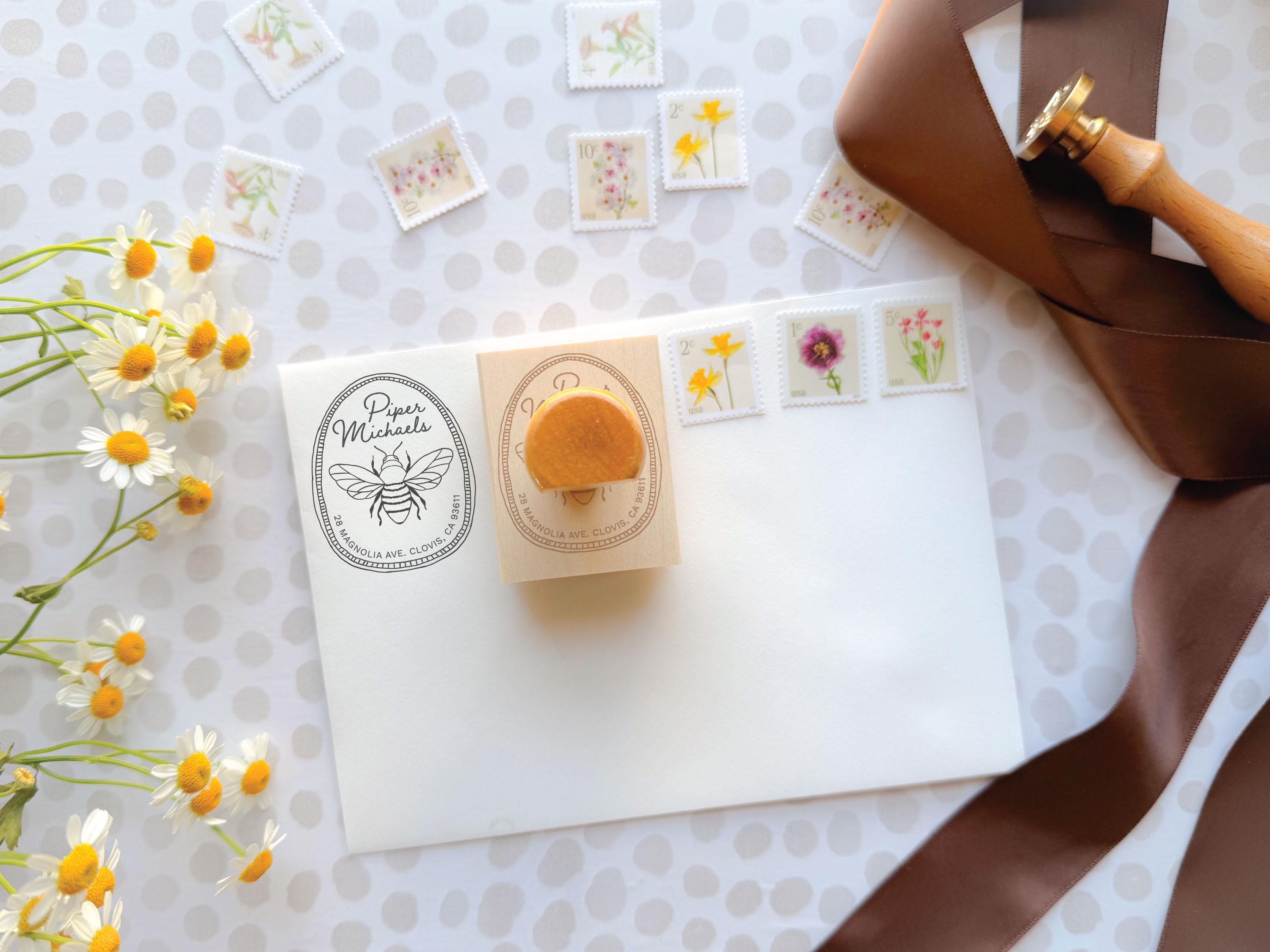 Ornate Botanical Insect Return Address Stamp | 6 Hand-drawn Insects ...