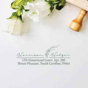 Olive Branch | Mini Return Address Stamp | Wood OR Self-Ink Stamp |  1.5&quot; x .75&quot; OR 2.5&quot; x 1&quot;