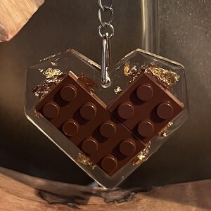Colorful Brick Heart Keychains Embedded in Resin, Unique and Whimsical Gifts, Brick Lovers, Building Bricks, Keychains You Can Play With