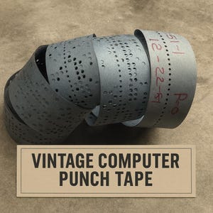 Computer Punch Tape – Vintage Mylar Museum Fragment | Early Digital Data Storage Artifact - Handmade Home Museum Display